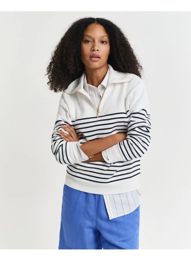 GANT Ribbed Breton Half-Zip Sweatshirt