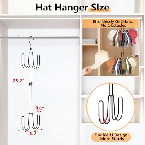 NANATI Hat Hangers for Closet, Stainless Steel Hat Organizer, Hat Racks for Baseball Caps, Cap Organizer for Baseball Caps, 1 Pack - Image 3