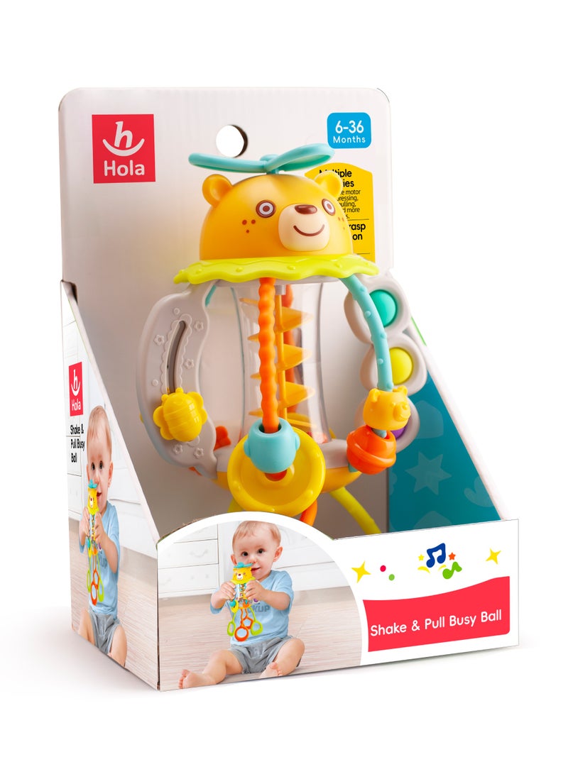 Hola Shake & Pull Busy Ball - Interactive Toy for Toddlers 6M+, Develops Fine Motor Skills, Hand-Eye Coordination, Sensory Perception with Bubble Popping, Bead Spinning, Pulling & Shaking Activities - Image 4