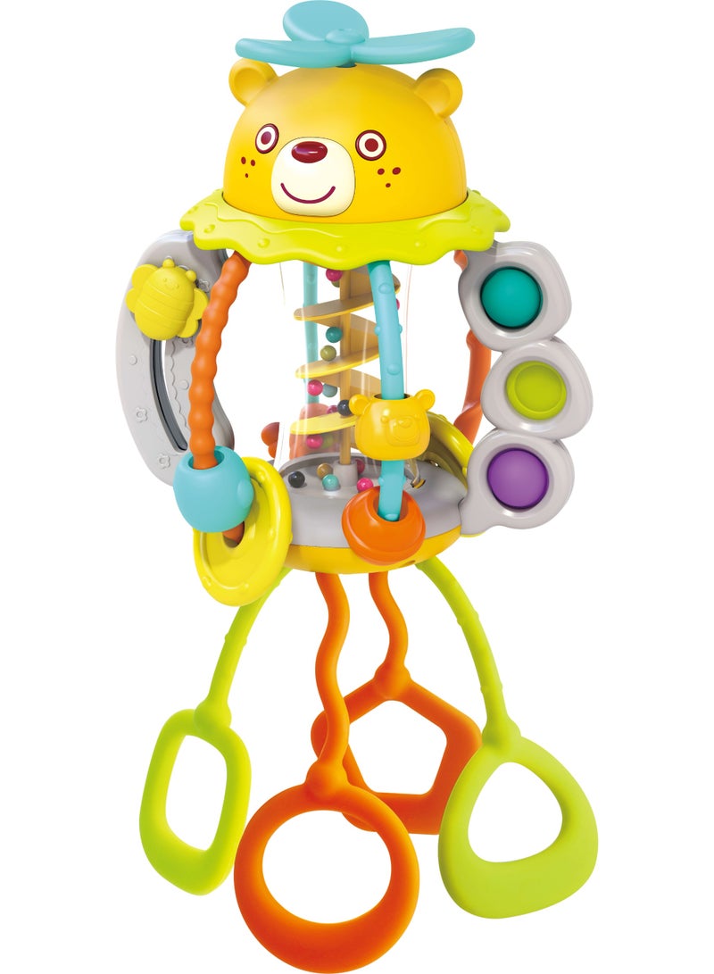 Hola Shake & Pull Busy Ball - Interactive Toy for Toddlers 6M+, Develops Fine Motor Skills, Hand-Eye Coordination, Sensory Perception with Bubble Popping, Bead Spinning, Pulling & Shaking Activities - Image 1