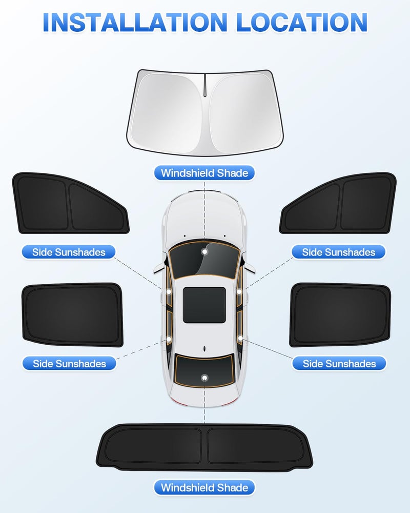 Canvcle Sunshades for Chevrolet/Chevy Silverado EV 2024 2025 Accessories Windshield Sun Shade Side Rear Window Shade Cover Sun Visor Shield Privacy Protection Keep Vehicle Cool Black 6PCS - Image 5