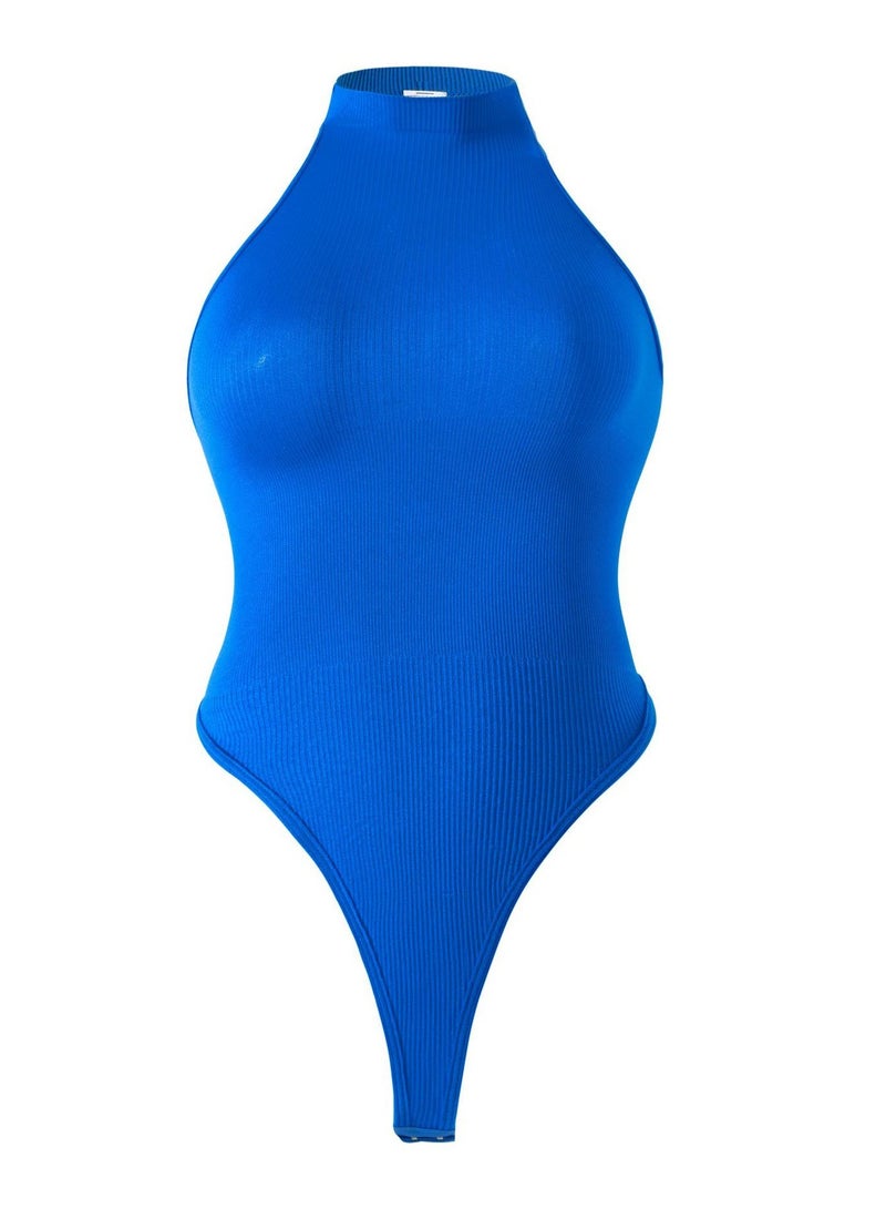 Loquat Women's Solid Color Bodysuit Shapewear Thong Tummy Control Slimming Jumpsuit Lifting Bodysuit Dark Blue  - Image 1