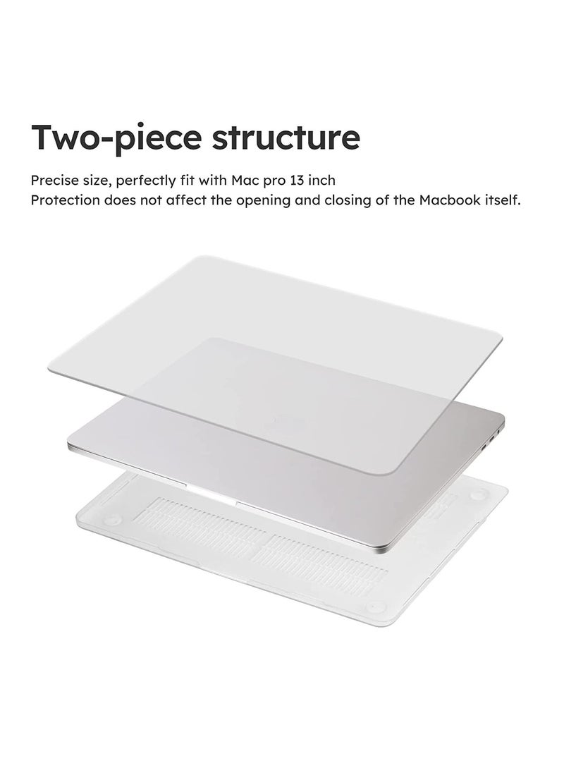 Generic - New MacBook Pro 13 Inch Case 2022 2021 2020 M1 A2238 A2289 A2251 A2159 A1989 A1706 A1708 Hard Shell Case & Keyboard Cover for Mac Pro 13 Touch Bar- White - Image 1