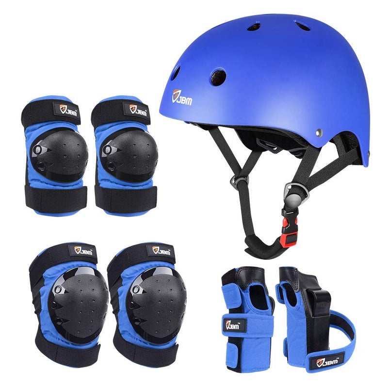 JBM Adult Kid Skating Protective Gear Set for Beginner to Advanced Skateboard Helmet Knee and Elbow Pads with Wrist Guards for Inline Roller Skating Scooter Skateboarding
