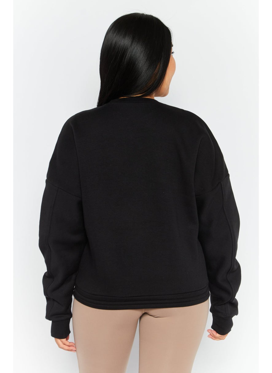 Reebok Women Sportswear Fit Long Sleeve Outdoor Sweatshirts, Black  - Image 3