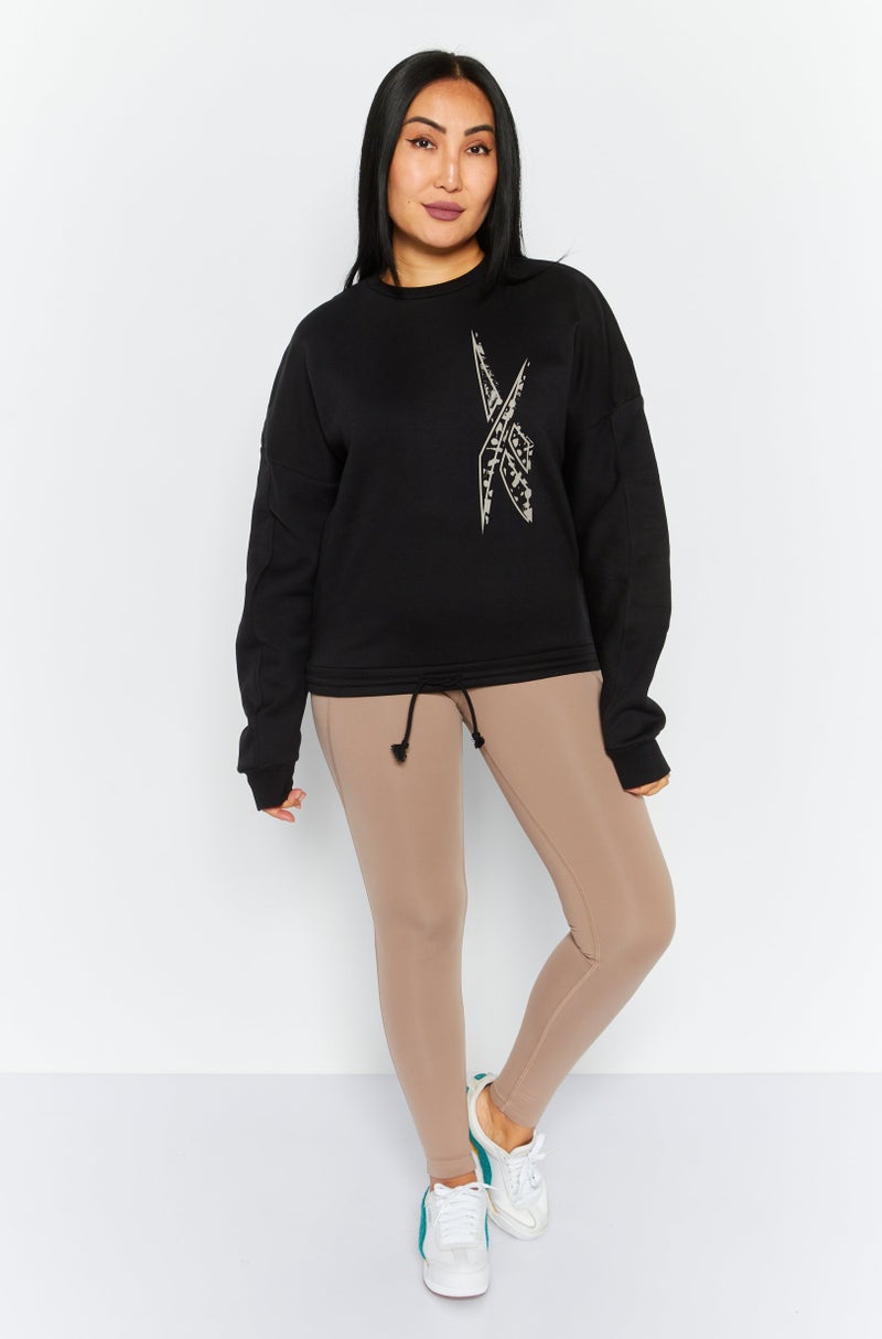 Reebok Women Sportswear Fit Long Sleeve Outdoor Sweatshirts, Black - Image 4