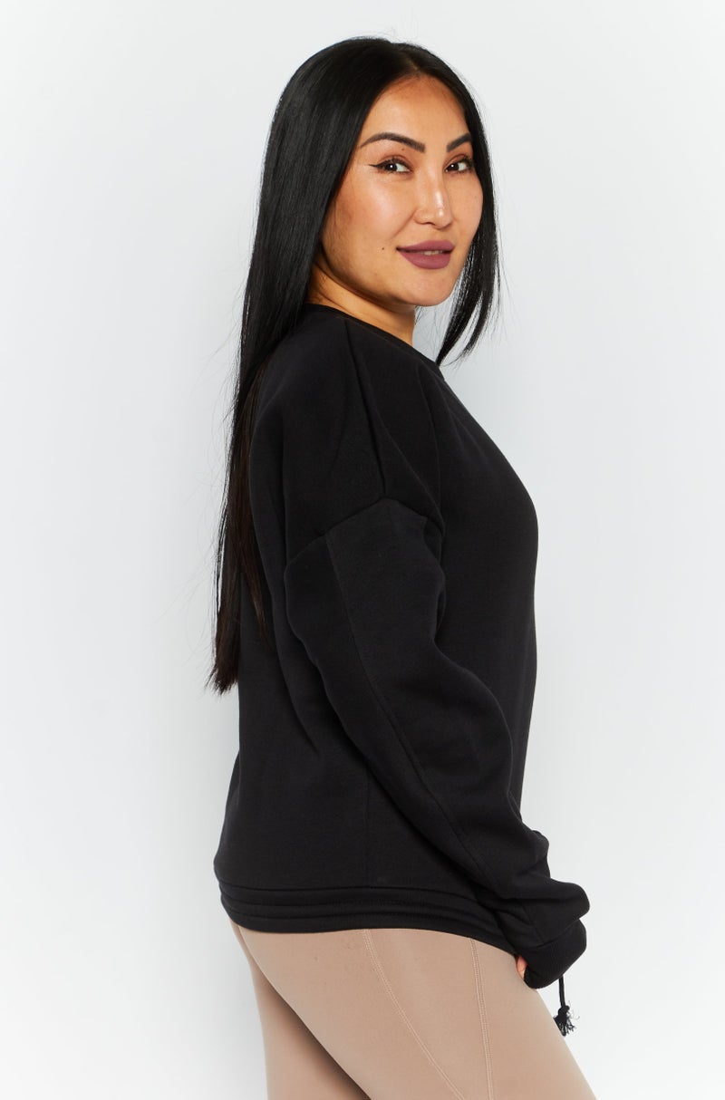 Reebok Women Sportswear Fit Long Sleeve Outdoor Sweatshirts, Black - Image 2