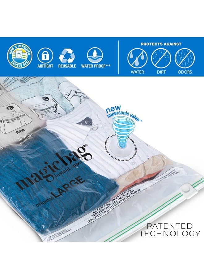 Smart Design MagicBag Smart Design Instant Space Saver Storage - Flat Large - Set of 6 Bags Total - Airtight Double Zipper - Vacuum Seal - Clothing, Pillows - Home Organization - Image 4