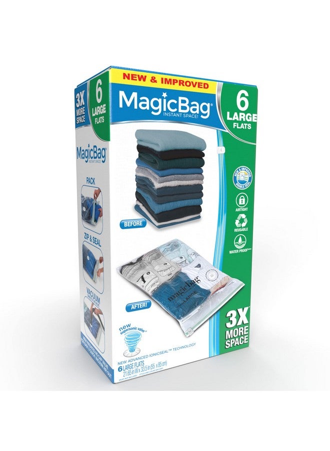 Smart Design MagicBag Smart Design Instant Space Saver Storage - Flat Large - Set of 6 Bags Total - Airtight Double Zipper - Vacuum Seal - Clothing, Pillows - Home Organization - Image 1