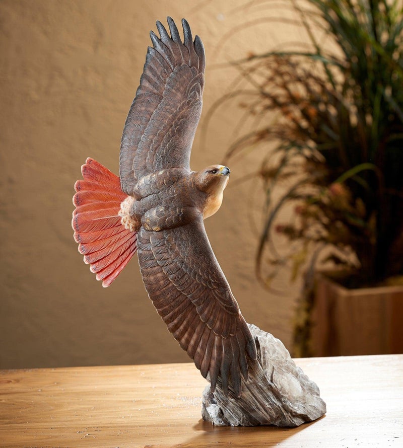 Wild Wings Wild Wings Soaring Redtailed Hawk Sculpture by Phil Galatas brown orange 