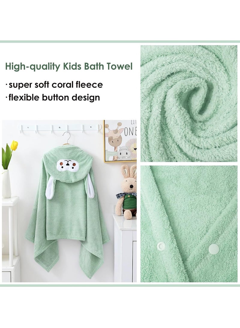 Gonice Baby Towel, Large Softness Absorbent Beach Towel for Boys and Girls, Coral Fleece Animal Children's Towel Baby Bath Towel Poncho Towel 70×140cm, Green - Image 3