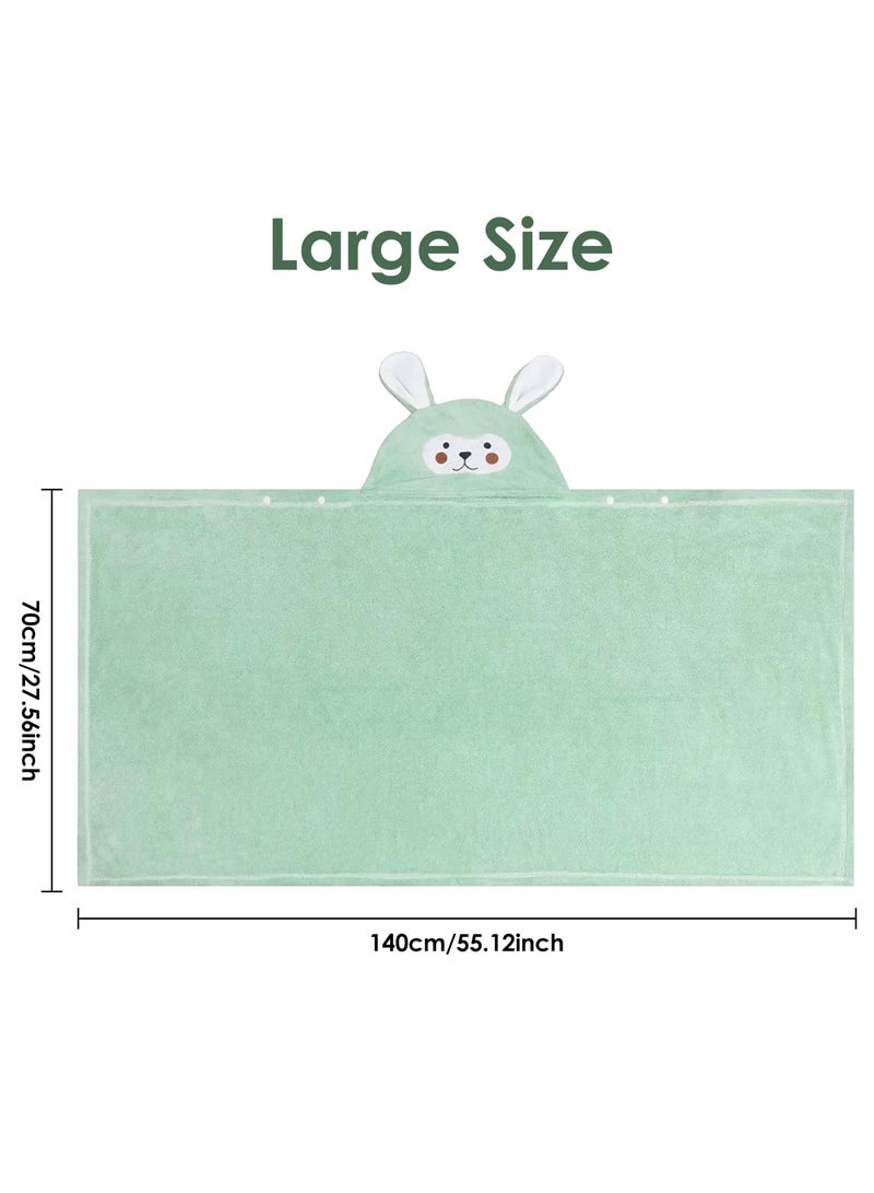 Gonice Baby Towel, Large Softness Absorbent Beach Towel for Boys and Girls, Coral Fleece Animal Children's Towel Baby Bath Towel Poncho Towel 70×140cm, Green - Image 2