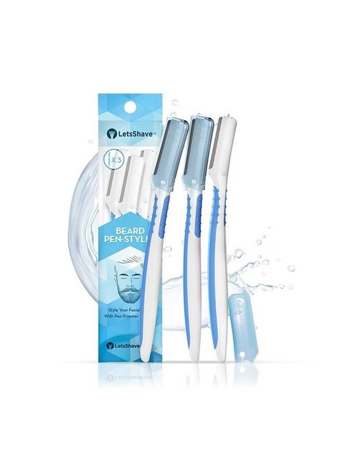 Multicare Beard Pen Styler Razor For Men (Pack Of 3) ; Beard Styling Razor For Men ; Reusable Razor ; Stainlesssteel Blade ; Remove Unwanted Hair From Chest Arms & Sideburns