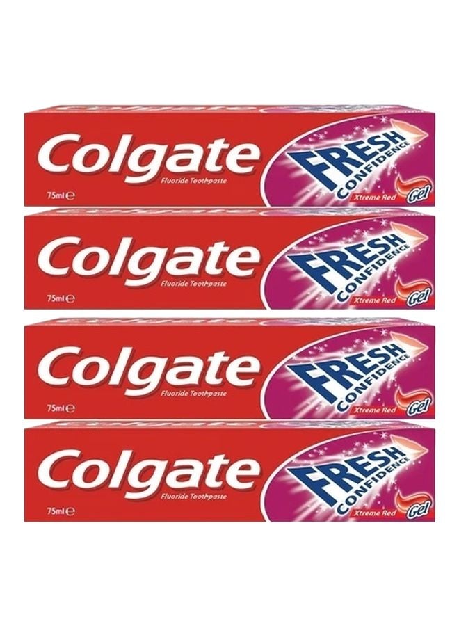 Colgate معجون أسنان فريش كونفيدنس الأحمر، عبوة من 4، 4X75مل