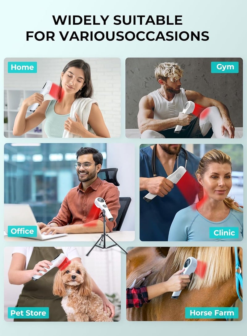 Ru syanl Red Light Therapy Device with Stand for Pain Relief - Cold Laser with 808nm & 650nm | Infrared Therapy for Joints Muscles Pets & Humans | Portable & Rechargeable  - Image 2