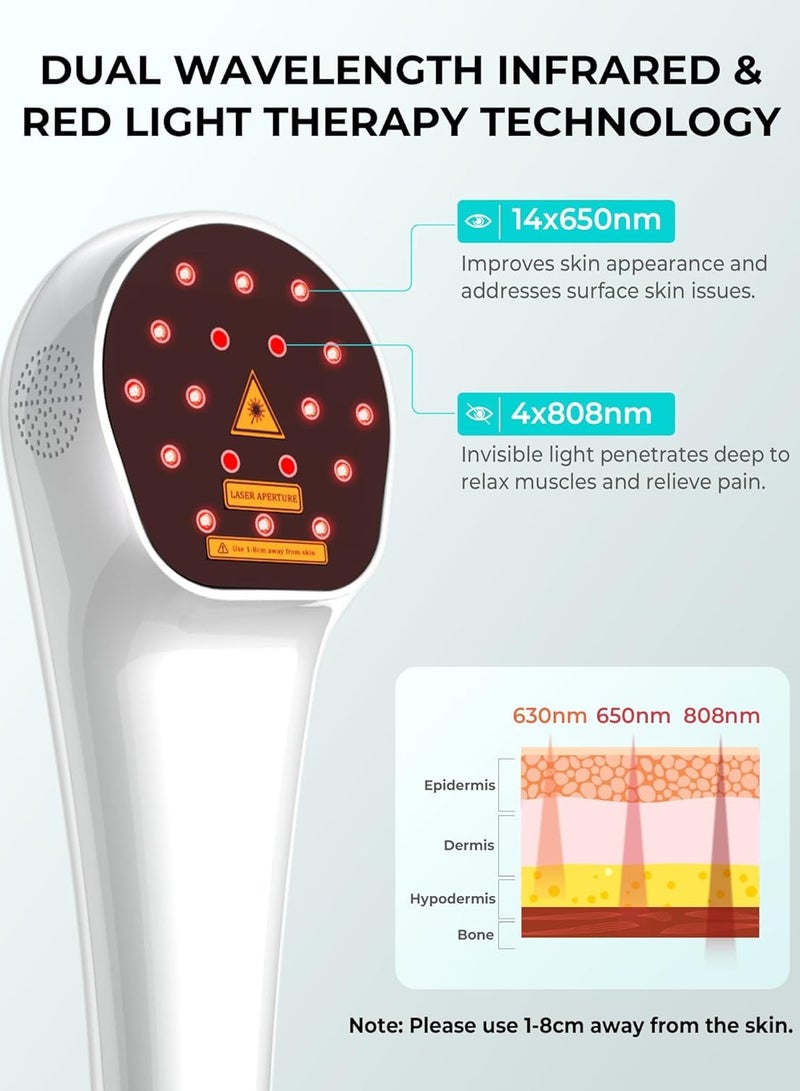 Ru syanl Red Light Therapy Device with Stand for Pain Relief - Cold Laser with 808nm & 650nm | Infrared Therapy for Joints Muscles Pets & Humans | Portable & Rechargeable  - Image 3
