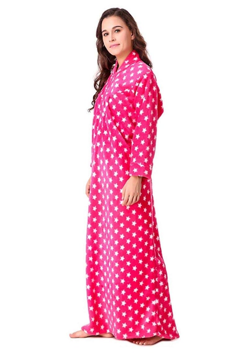 CIERGE Women's Wool Starred Maxi Nighty (pink woolen nightie, pink, Free Size) - Image 3