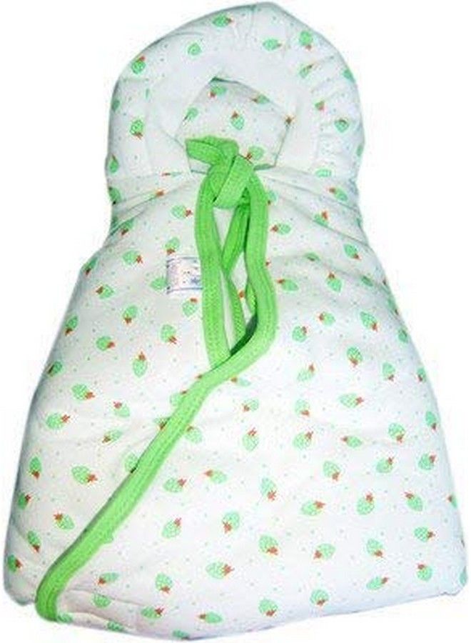 Tiny Care Hooded Swaddler Cherry Printed (Apple Green) - Image 1