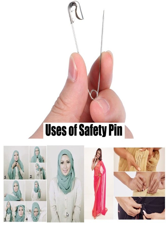 AnNafi® Safety Pins 2Inch| Strong & Long Safety Pin Set for Pinning Saree & Dupatta | Heavy Duty Steel (Metal) in Bulk for Quilting, Home Office Use Fabric Fashion Craft Pins/Diaper Pins/Clasp 150 - Image 5