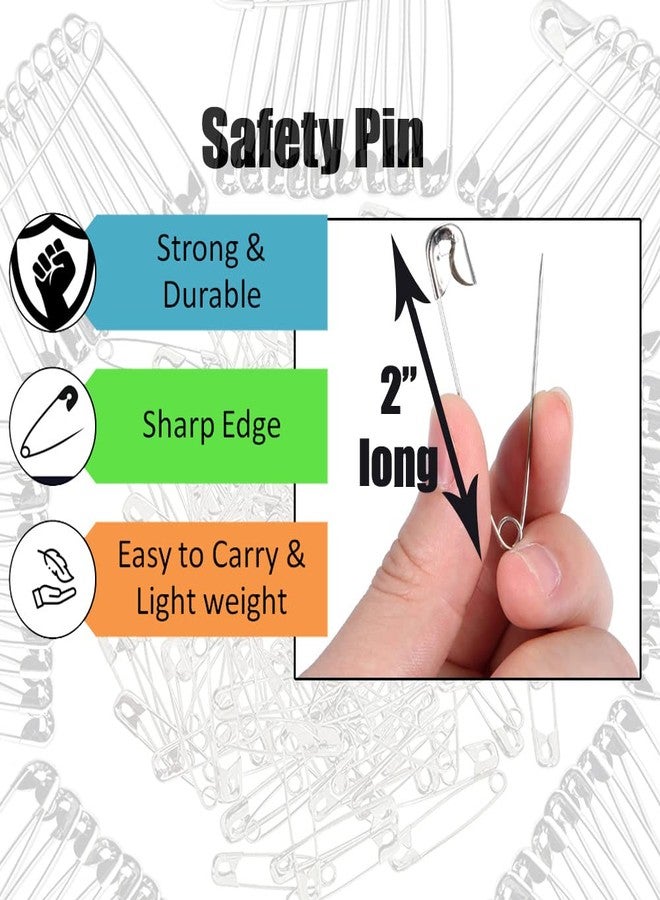 AnNafi® Safety Pins 2Inch| Strong & Long Safety Pin Set for Pinning Saree & Dupatta | Heavy Duty Steel (Metal) in Bulk for Quilting, Home Office Use Fabric Fashion Craft Pins/Diaper Pins/Clasp 150 - Image 4
