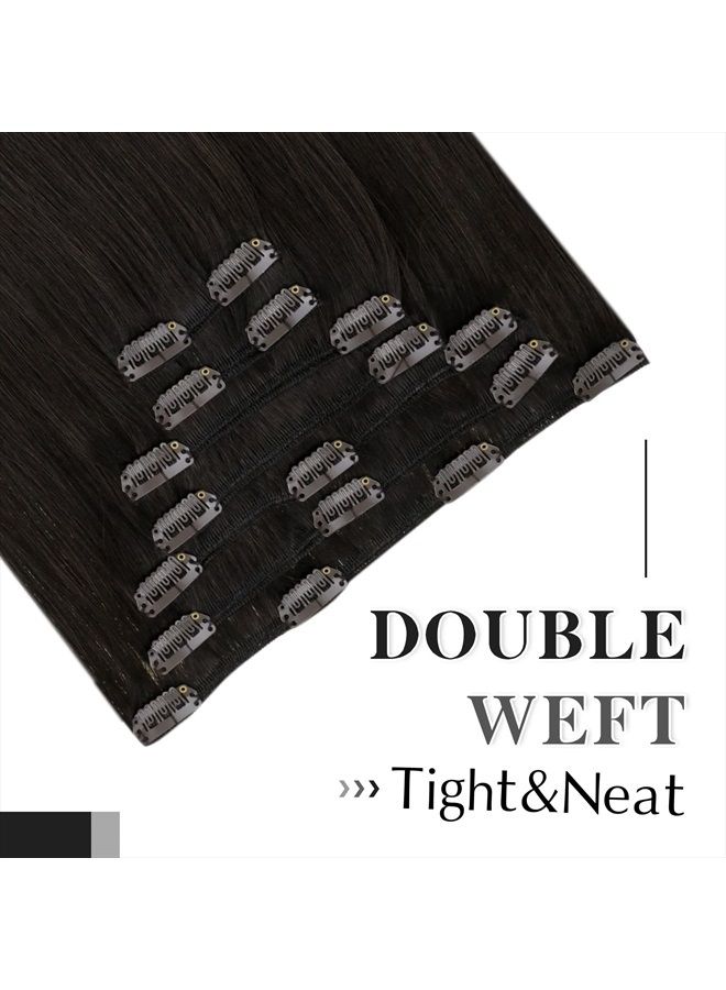 Easyouth إضافات شعر بشرية قابلة للتثبيت بني داكن 7 قطع 70 جرام إضافات قابلة للتثبيت غير مرئية ريمي 12 بوصة شعر بشري قصير ناعم مستقيم بني - Image 3