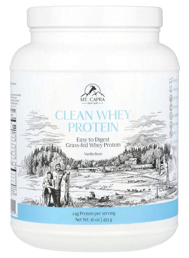 MT. CAPRA SINCE 1928 Clean Whey Protein Vanilla Bean 16 oz (453 g)