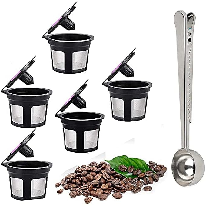 كاست ويف أكواب K قابلة لإعادة الاستخدام متوافقة مع ماكينات تحضير القهوة Keurig 20 و10، سهلة الاستخدام، قابلة لإعادة التعبئة، كوب واحد من القهوة، صديقة للبيئة، فلتر شبكي من الفولاذ المقاوم للصدأ، مغرفة قهوة من الفولاذ المقاوم للصدأ، عبوة من 6 قطع - Image 2