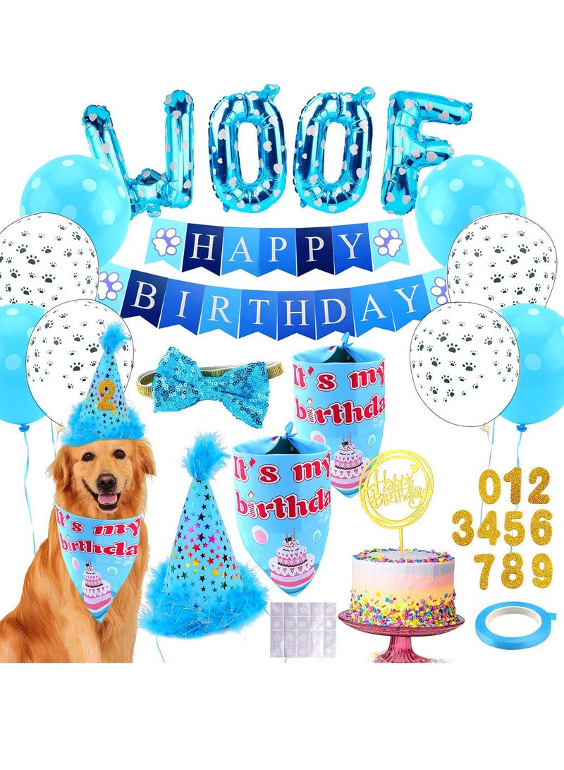 Mordely Dog Birthday Party Supplies with Dog Birthday Bandana, Dog Birthday Boy Hat,Scarf, Birthday Banner, Balloons and Bow Tie for Dog Birthday Party Decorations - Image 1