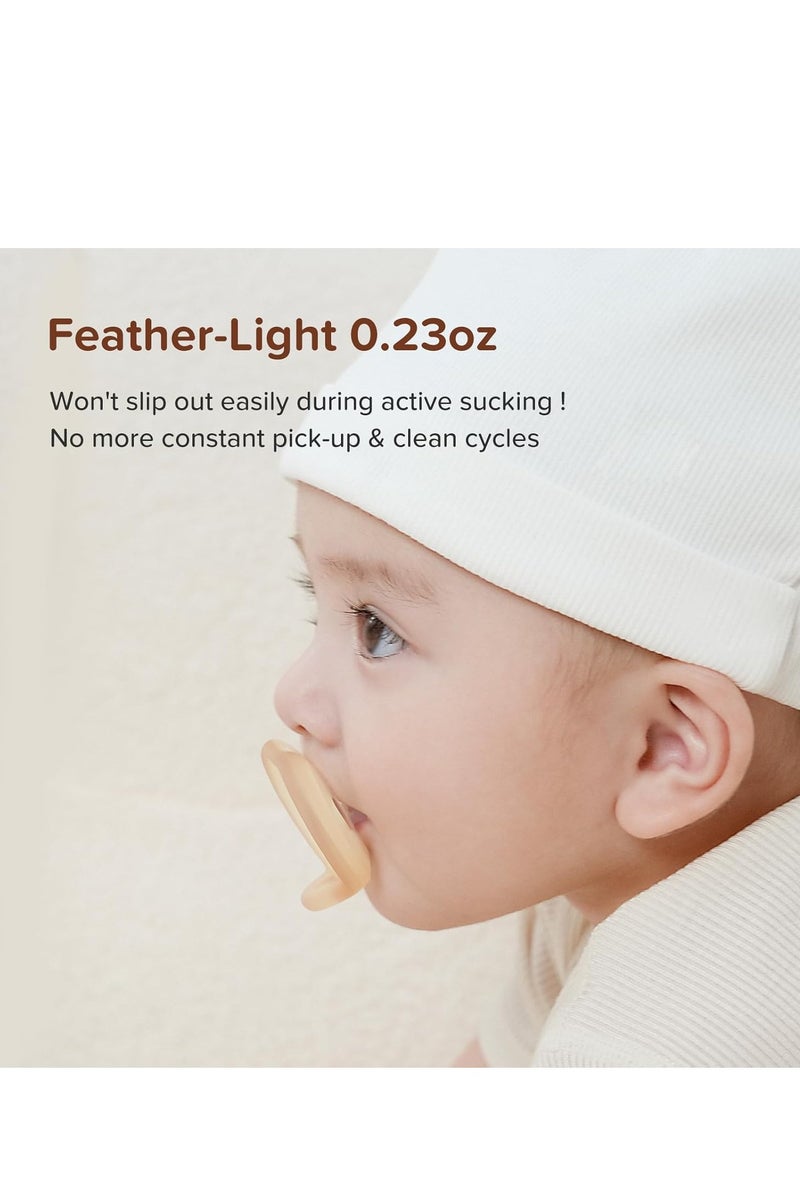 Flushrenic Newborn Pacifiers,0-3 3-6 0-6 Months Ultra Light Silicone Baby Pacifier Girl Boy Infant Paci for Breastfed Babies Breastfeeding Pacii One Piece Flat Soothies for Sensitive Skin BPA Free 2 Pack - Image 5