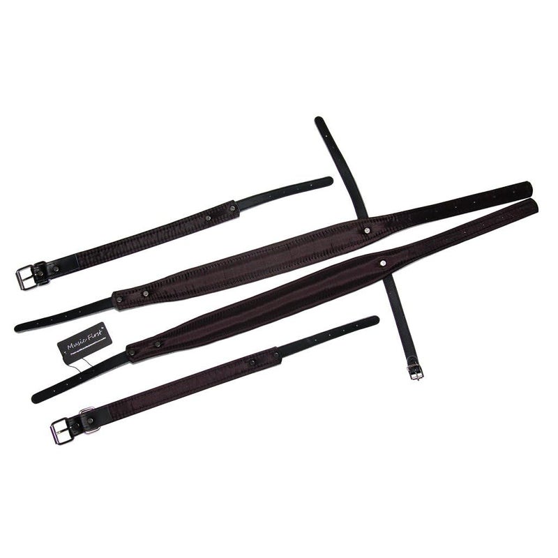 MUSIC FIRST Black Color Genuine Leather Comfortable Padded Accordion Belts 96 Bass 120 Bass Accordion Soft Shoulder Strap Set - Image 3