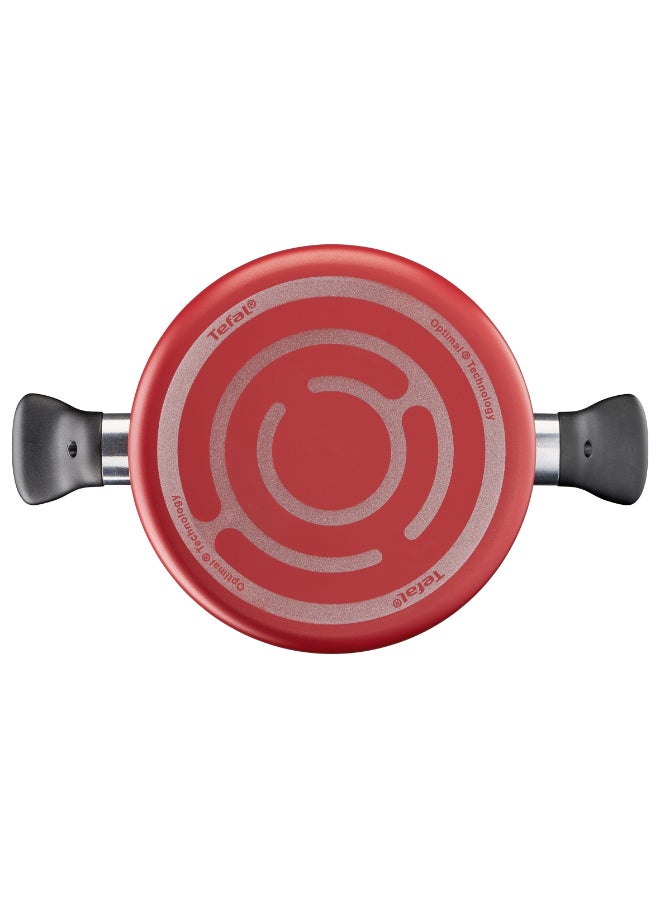 تيفال TEFAL طقم أواني طهي مكون من 9 قطع | سوبر كوك | مقلاة 24 سم/ قدور 22/24 سم/ مقلاة ووك 28 سم/ ملعقة/ ملعقة مشقوقة/ ملعقة مسطحة مشقوقة | غير لاصق | مؤشر حرارة Thermo Signal | ألومنيوم | أحمر | ضمان لمدة سنتين | B243S987 - Image 4