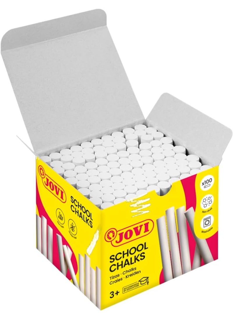JOVI 100 قطعة من الطباشير الخالي من الغبار للمدرسة البيضاء - Image 1