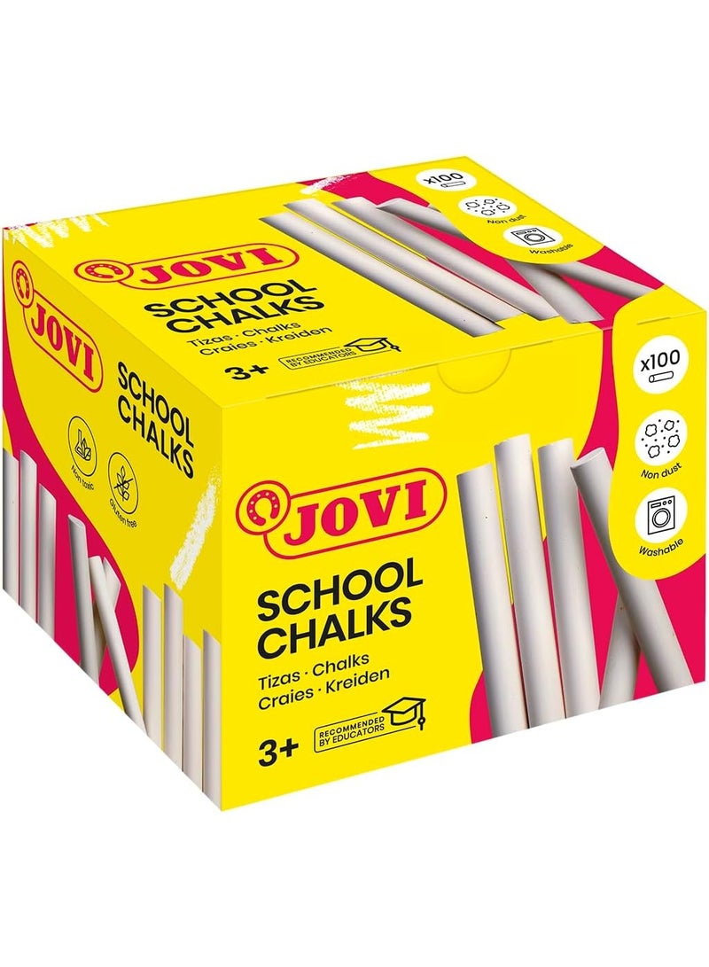 JOVI 100 قطعة من الطباشير الخالي من الغبار للمدرسة البيضاء - Image 3