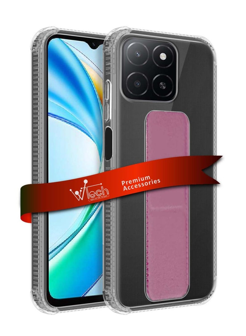 Wtech Honor X5b / X5b Plus 4G 2024 TPU Hand Grip Air Pillow Case Cover - Clear/Pink - Image 1