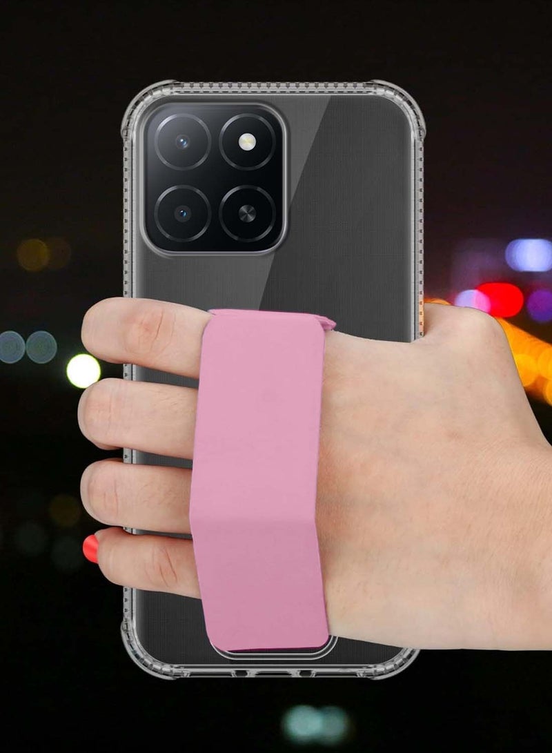 Wtech Honor X5b / X5b Plus 4G 2024 TPU Hand Grip Air Pillow Case Cover - Clear/Pink - Image 3