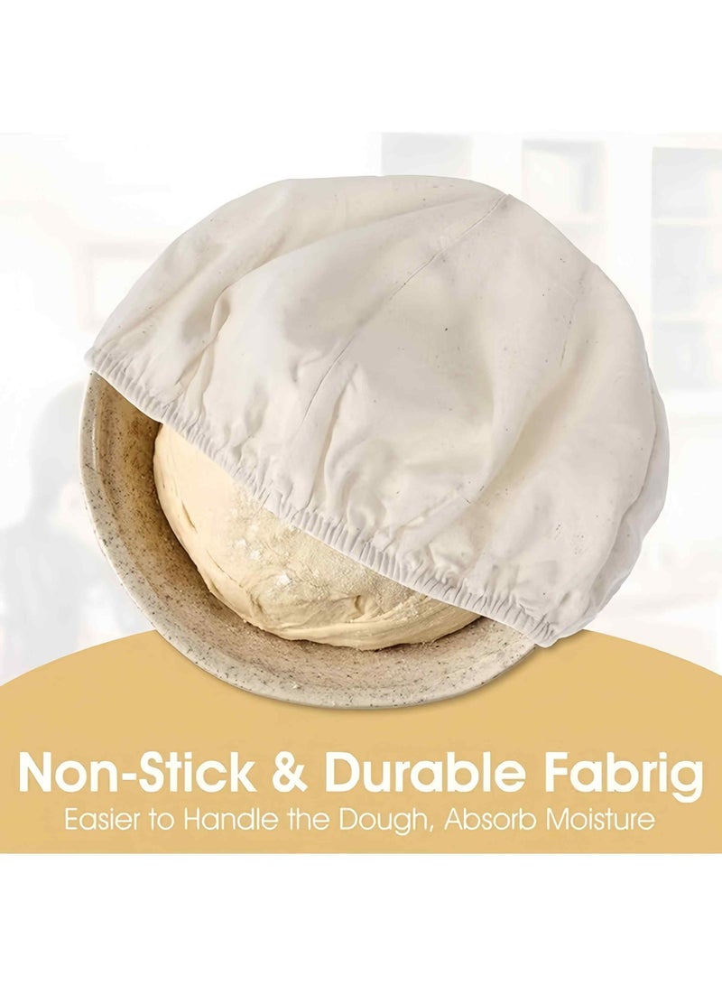 4Pcs Liners, 10In Cloth Bowl Covers for Bread Proofing,Reusable Natural Rattan Banneton Liner Cloth Cover for Bakery Home Baking, 2 Round & 2 Oval Sourdough Proofing Covers - Image 3