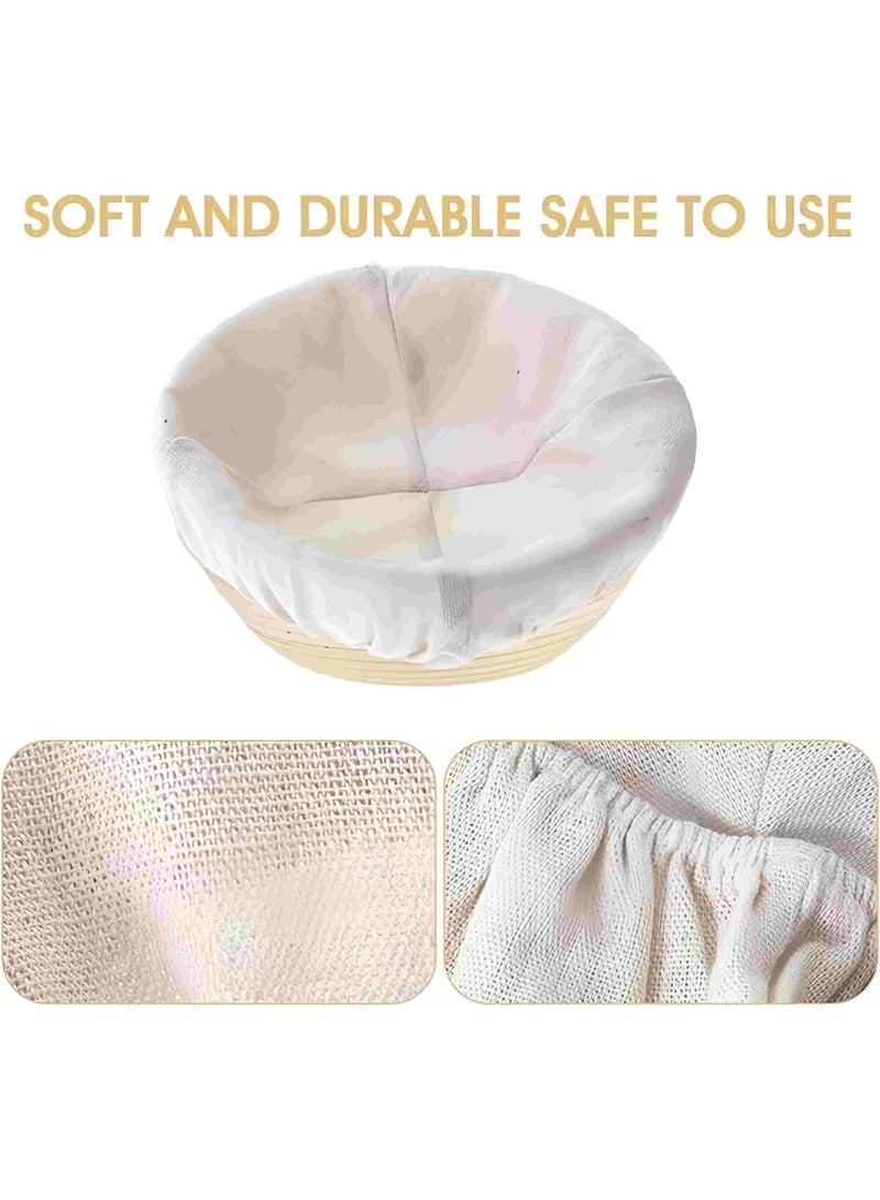 4Pcs Liners, 10In Cloth Bowl Covers for Bread Proofing,Reusable Natural Rattan Banneton Liner Cloth Cover for Bakery Home Baking, 2 Round & 2 Oval Sourdough Proofing Covers - Image 5