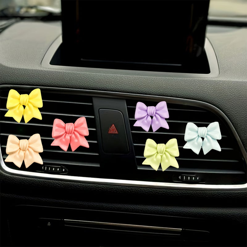 3 Pieces Cute Glossy Bow Car Air Vent Decoration Clip Car Diffuser Car Interior Decoration Party Holiday Gift Red Yellow Purple - Image 1