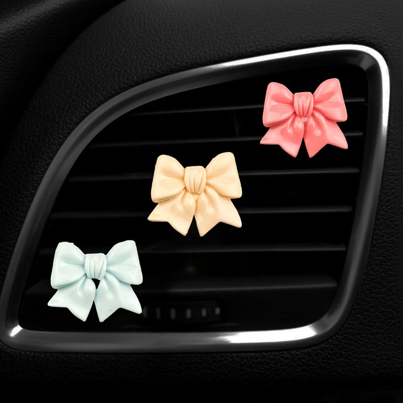 3 Pieces Cute Glossy Bow Car Air Vent Decoration Clip Car Diffuser Car Interior Decoration Party Holiday Gift Red Yellow Purple - Image 4