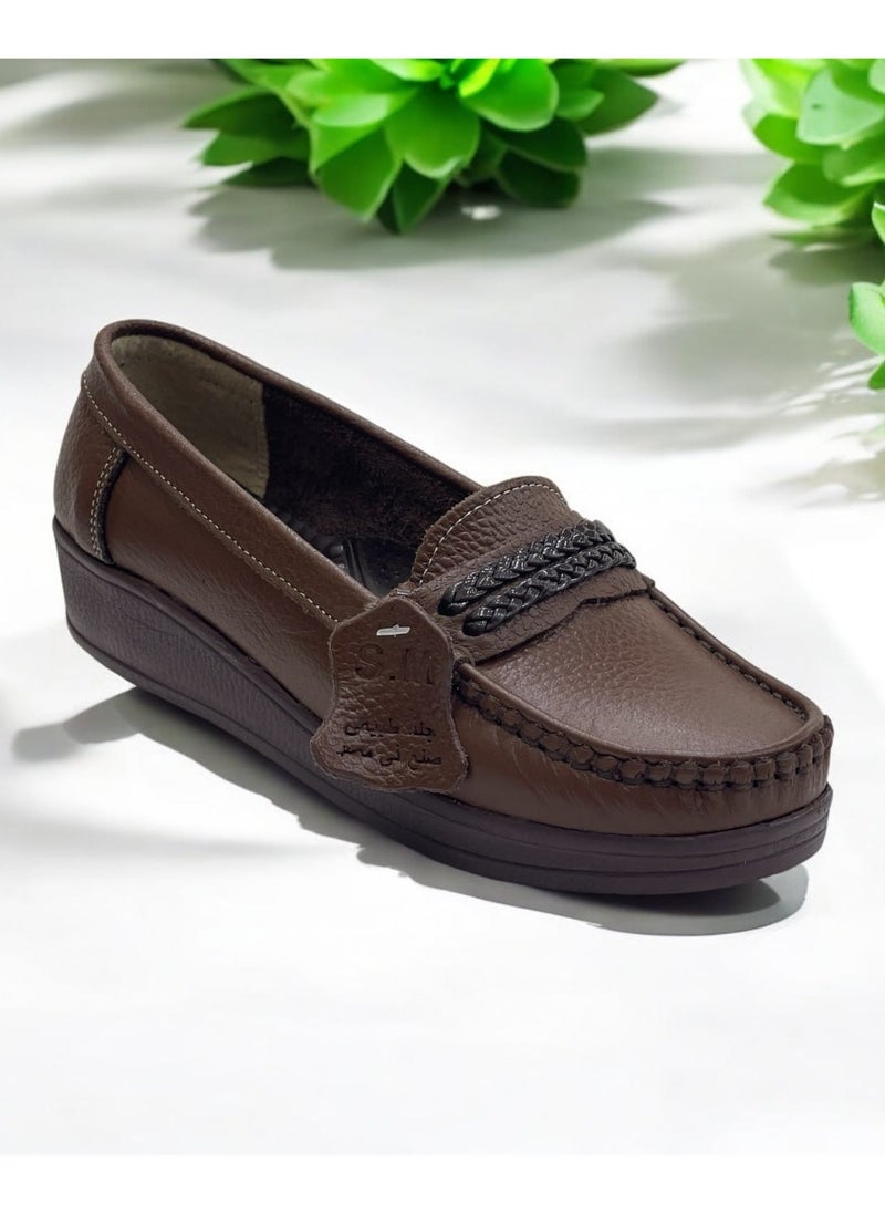 PACIFIC Brown leather Women Slip On Shoes Medical insole high quality size 42 
