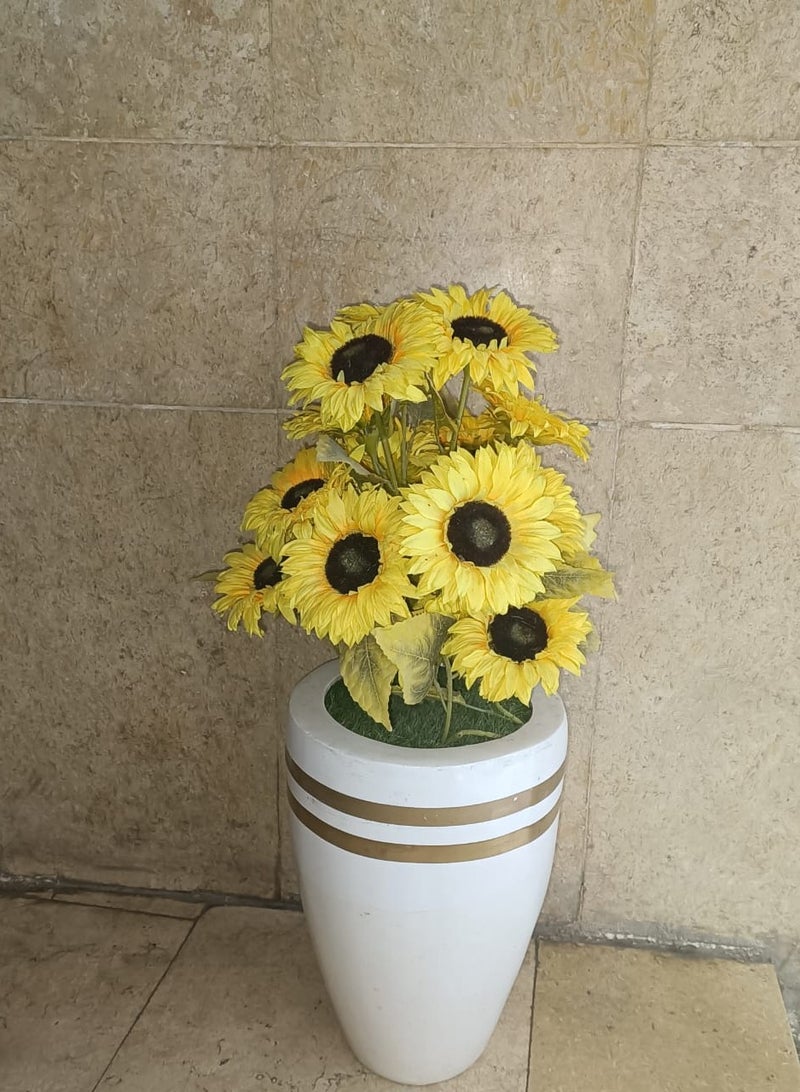 ماركة غير محددة شجره عباد الشمس المبهجه الصناعيه مع البوط الابيض الطويل مع شريطيم ذهبيين  - Image 1