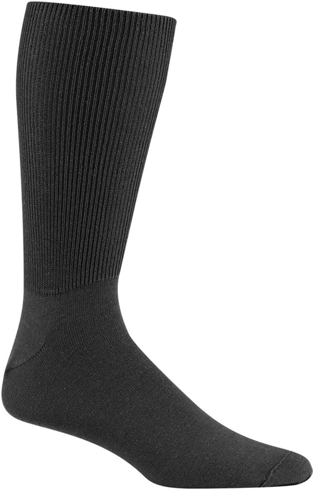 Wigwam Men's Diabetic Walker Crew Length Sock, Black, Large