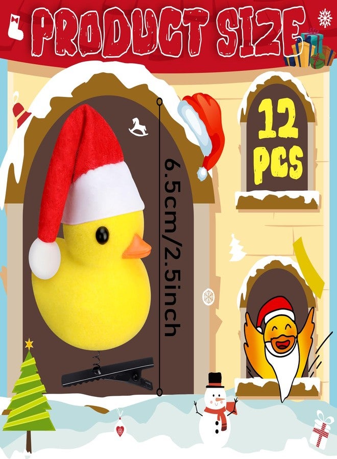 Luinabio 12 Pcs Duck Hair Clips - Yellow Duck Hairpin Set for Adults Christmas Socks Fillers Gifts Kawaii Cartoon Hair Accessories for School Home Party Props - Image 2