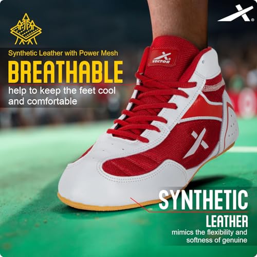 Vector X Razor-2.0 Kabaddi Shoes for Mens, Boys & Girls/Sports and Athletic Footwear with Synthetic Leather with Breathable Mesh Upper/Crepe Rubber Sole (Red-White, Size-7) - Image 3