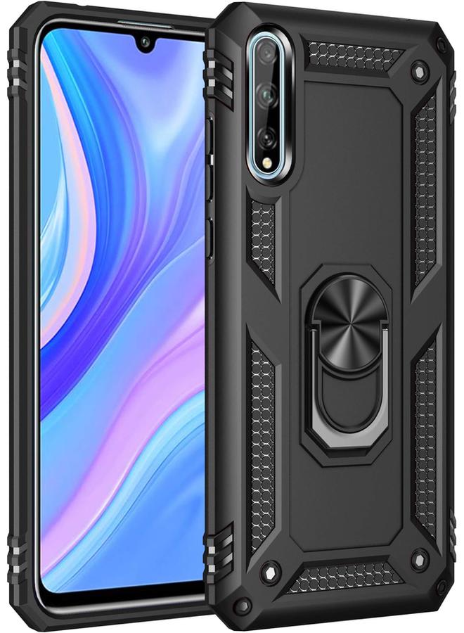 erorex Case For Huawei Y8P P Smart S Enjoy 10S With Tempered Glass Screen Protector Ring Holder Protective Silicone Shockproof Tough Armor Hard Phone Cover Black - Image 1