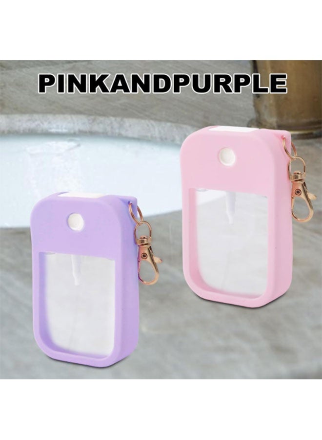 2pcs - Hand Disinfectant Spray Protective Case Applies to 30 ml Spray (Pink, Purple) - Image 3