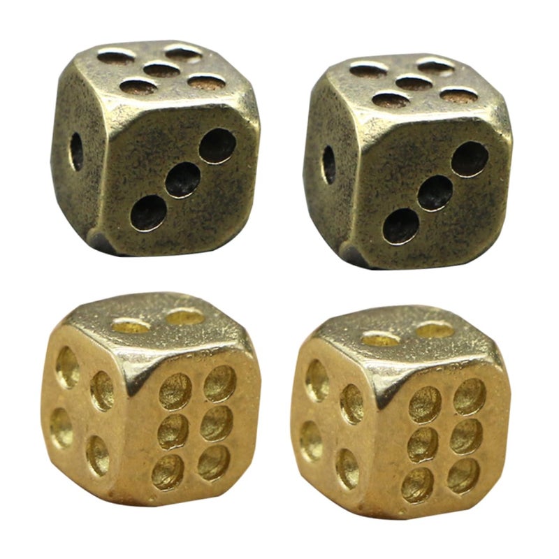 Vintage Brass Dice Set 4Pcs Decorative Props For Bar Home Gift Random Color - Image 2