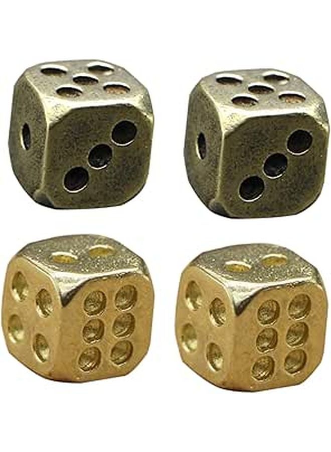 Vintage Brass Dice Set 4Pcs Decorative Props For Bar Home Gift Random Color - Image 1
