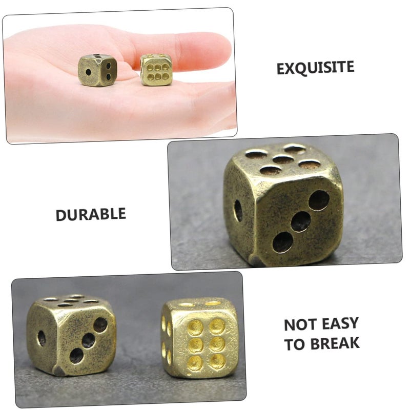 Vintage Brass Dice Set 4Pcs Decorative Props For Bar Home Gift Random Color - Image 4