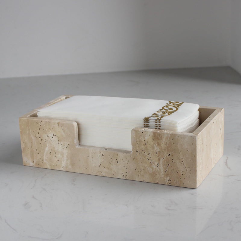 Natust Natural Travertine Napkin Holder 9.8"x4.9"x2.8", Guest Towel Holder, Paper Hand Basket for Bathroom/Kitchen/Restaurant - Image 1